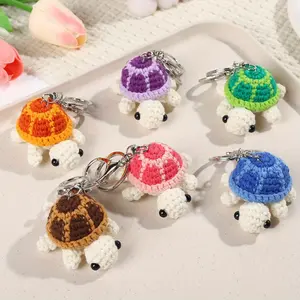 1 Pcs Cute Turtle Keychain Mini Wool Crocheted Doll Creative Little Lovely Key Buckle