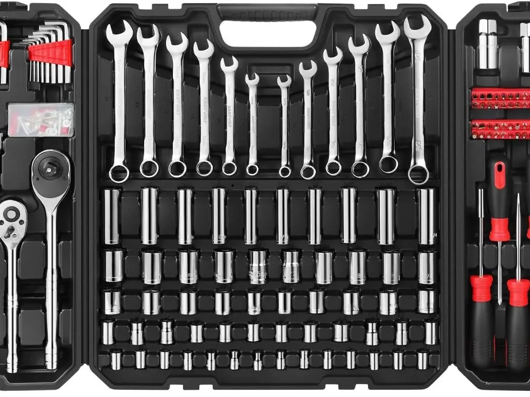 248-Piece Mechanics Hand Tool Set, Mixed Sockets and Wrenches, Auto Repair Tool Kit with Storage Case (EVHT24801)