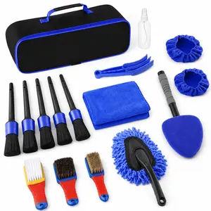 16Pcs Car Detailing Brush Set for Deep Cleaning | Premium Interior Car Cleaning Kit with Leather Brushes & Vent Duster | Must-Have Car Gadgets Gift