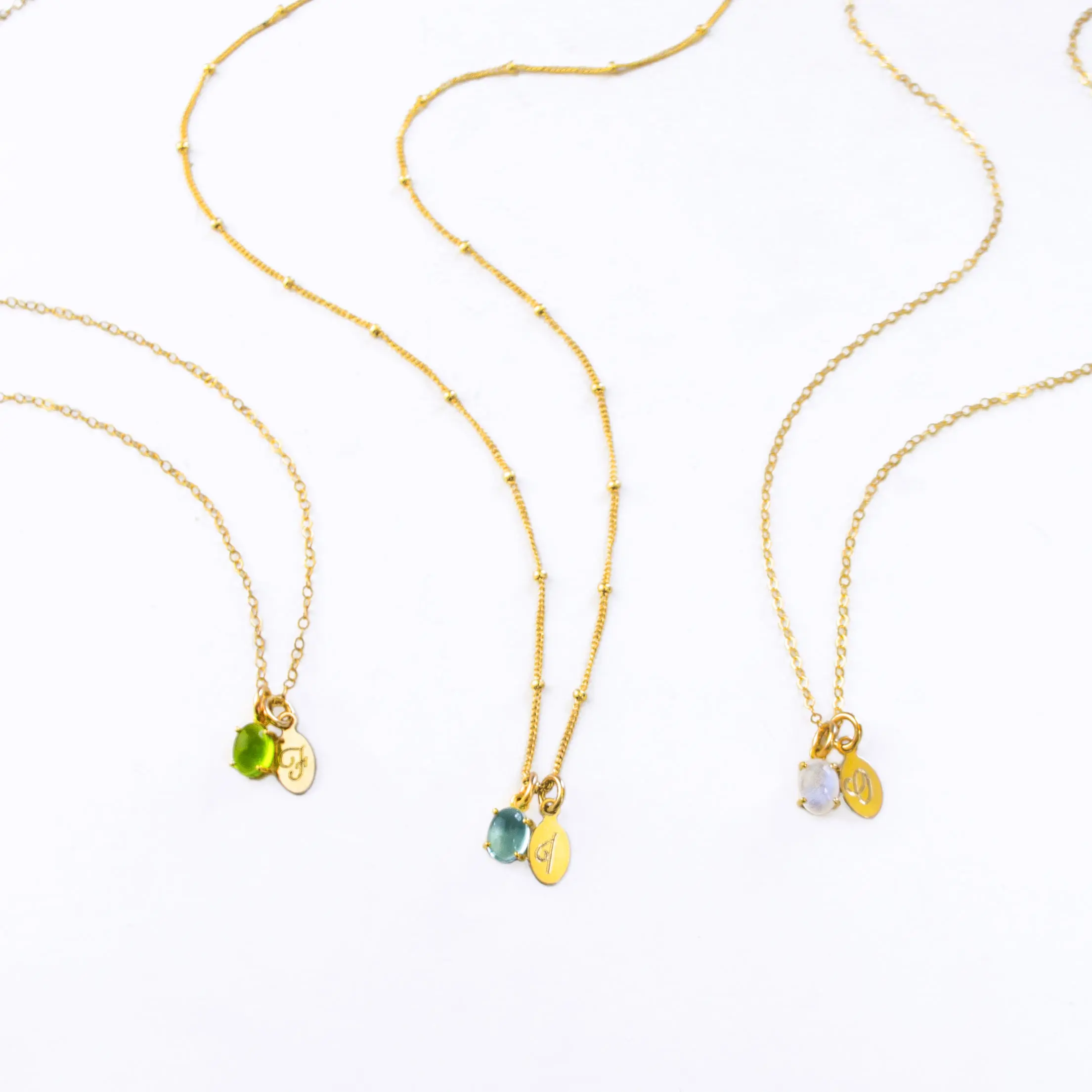 Personalized Cabochon Birthstone & Name Necklace