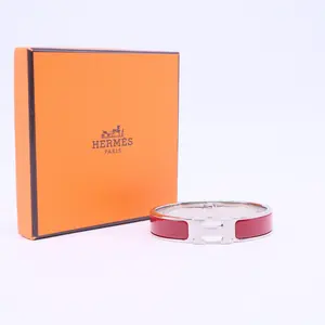 Pre-owned Enamel Printed Wide Caleche Bracelet 65 Rouge H W20597