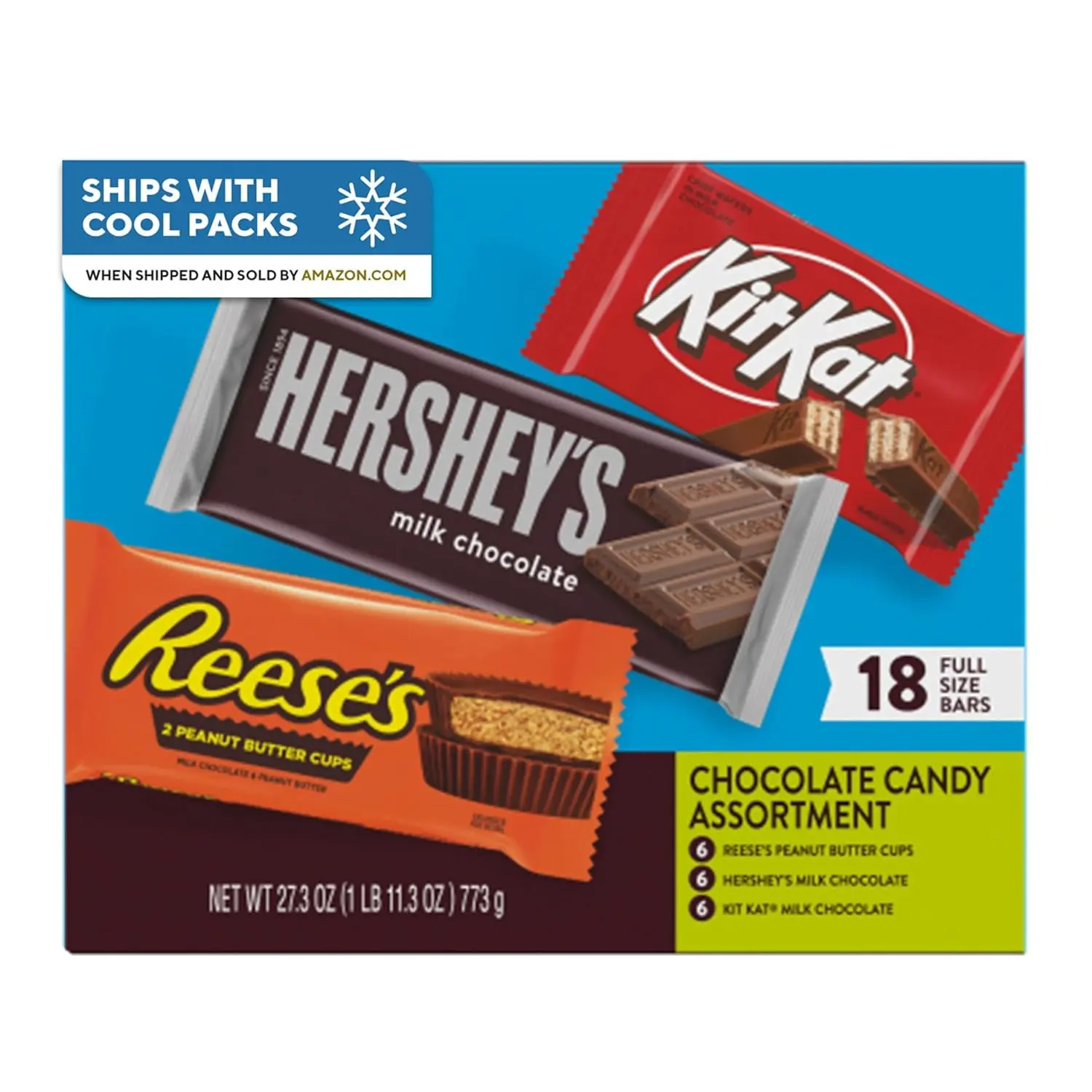 KIT KAT and REESE'S Assorted Milk Chocolate Candy Variety Box, 27.3 oz (18 Pieces)