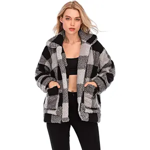 Women's Coat Casual Lapel Fleece Fuzzy Faux Shearling Zipper Coats Warm Winter Oversized Outwear JacketsGift