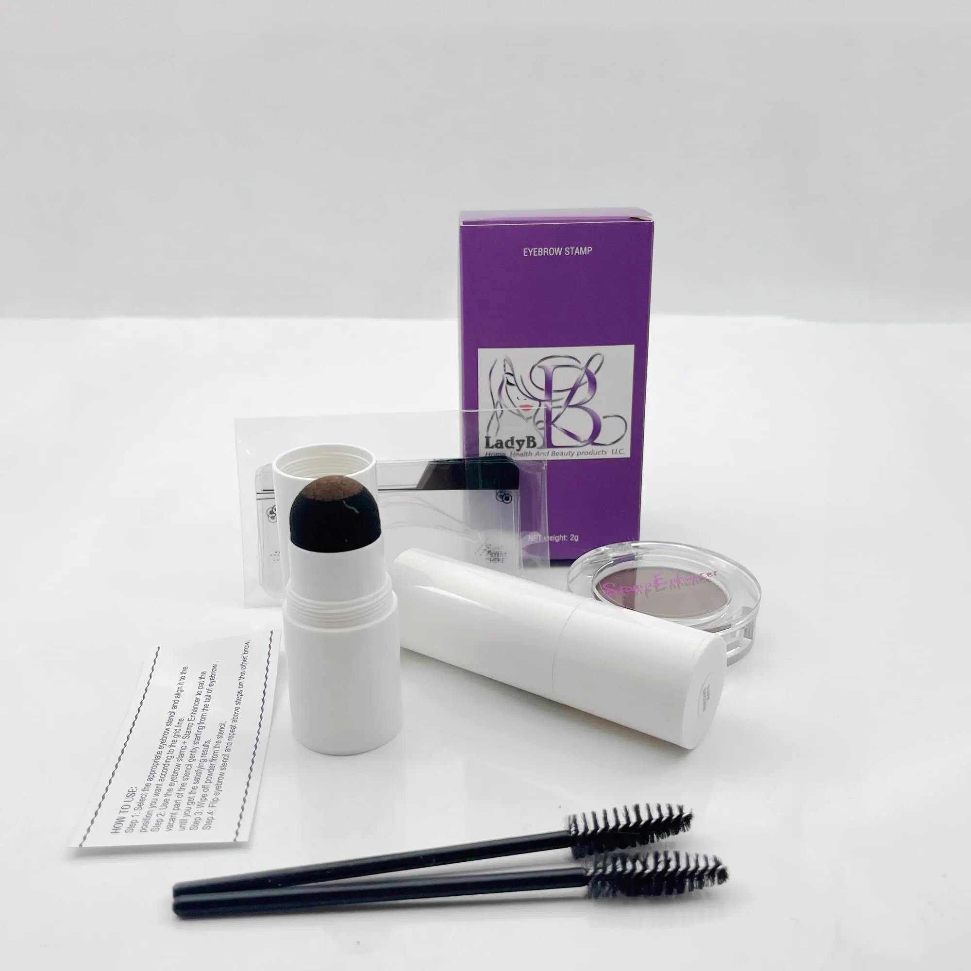 Eyebrow Stamp + Stamp Enhancer Powder Kit (Dark Brown)