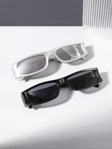 Unisex Y2K Style Rectangle Frame Sunglasses, Trendy Casual Sunglasses for Everyday Use, Fashion Accessories for Outdoor Activities, Fashionable Sunglasses
