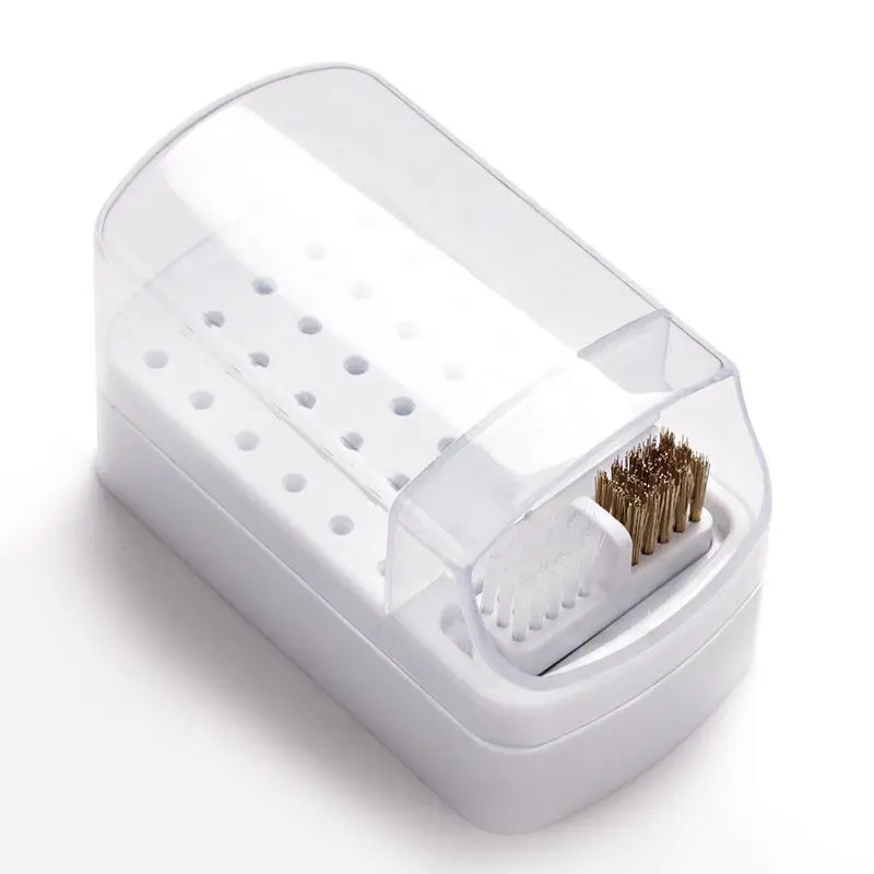 Nail Drill Bit Storage Box, 30-Hole Diamond Coated Ceramic Nail File Organizer, Empty Display Tool Case for Manicure Accessories