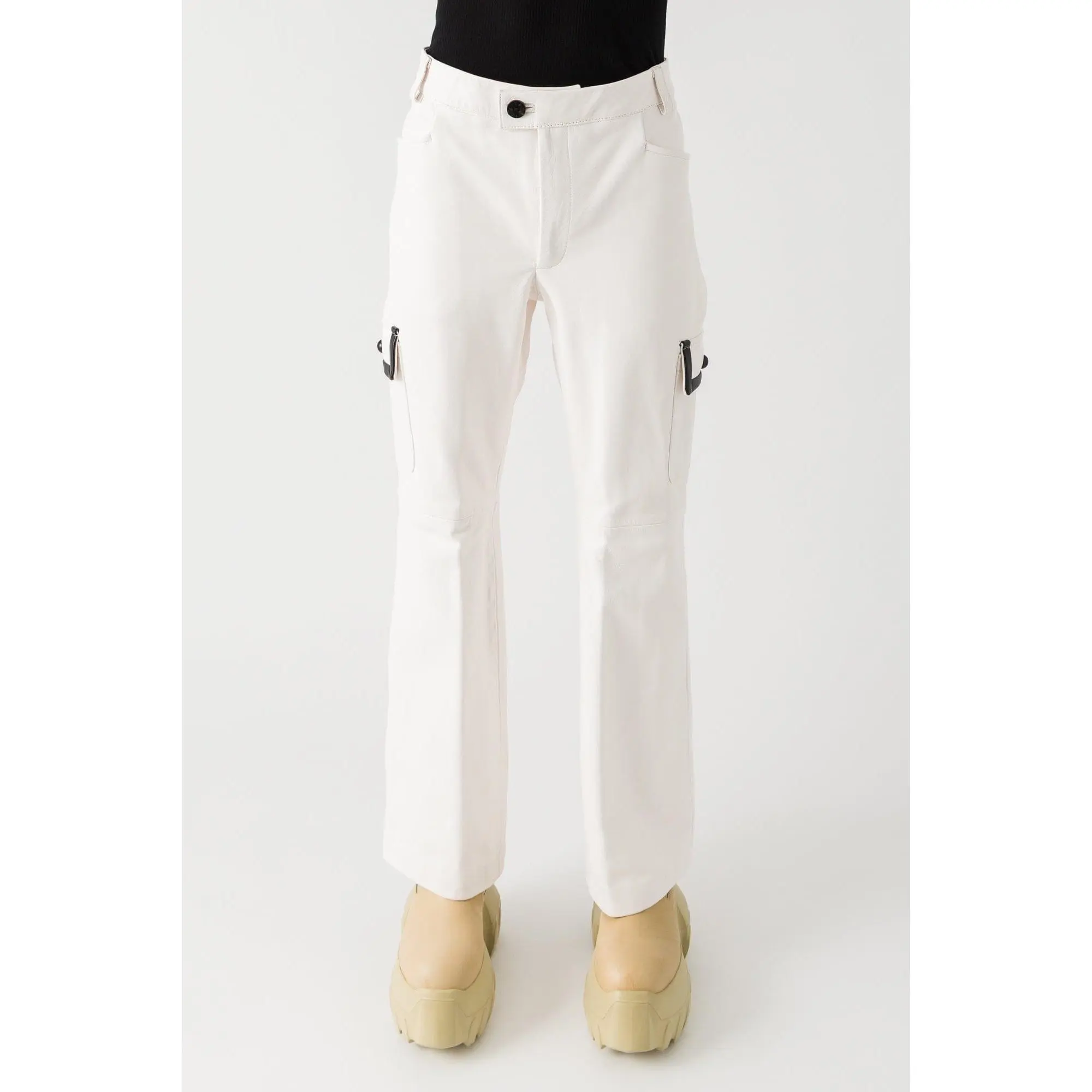 Ernest W. Baker Contrast Cargo Leather Flare Trousers