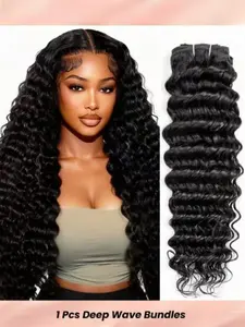 Deep Wave Hair Bundle, Real Human Hair Curl Weave, Single Strand Brazilian Hair Extension, Women's Natural 45g, Stylish & Versatile