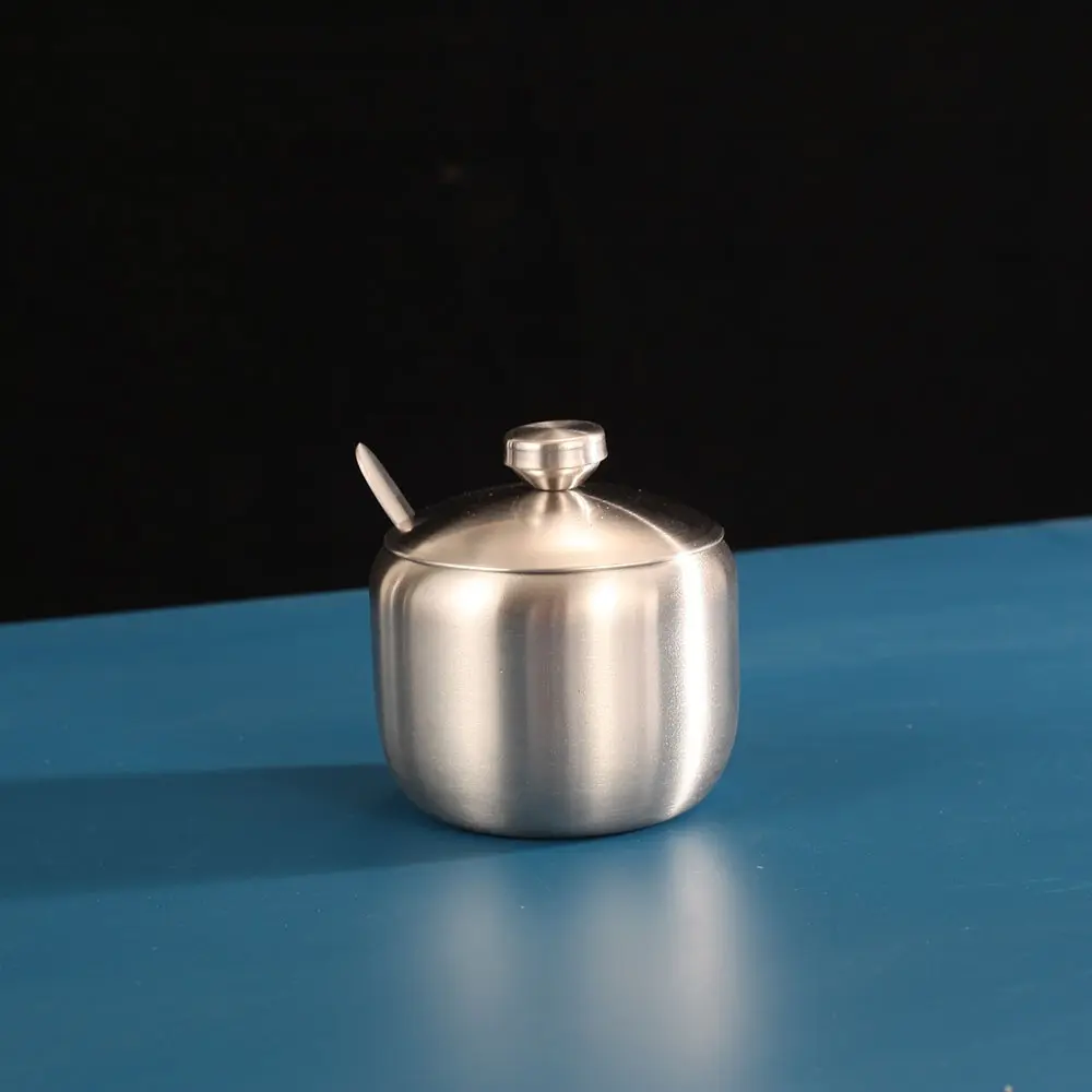 1pc Stainless Steel Kitchen Storage Jar with Lid, Durable Rust-Resistant Metal Container for Herbs, Spices, Coffee, Tea, Food Storage