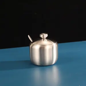 1pc Stainless Steel Kitchen Storage Jar with Lid, Durable Rust-Resistant Metal Container for Herbs, Spices, Coffee, Tea, Food Storage