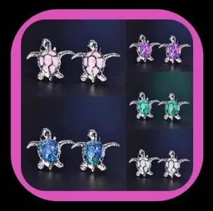 Beautiful Opal Sea  Turtle  Miniature Stud Earrings