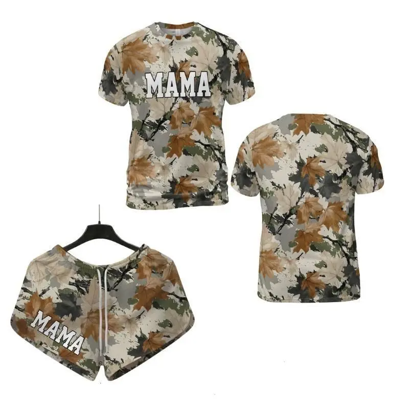 Mama Realtree Camo 2 Piece Matching Set, Women's Summer Outfit, Casual T-Shirt & Shorts Set, Mother's Day Gift