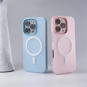 Candy Macaron Series Magnetic Gelatin Case, soft to the touch, for iPhone 17 Pro Max, 17, 16 Pro Max, 16, 15 Pro, 14, 13, slim and simple shockproof protective cover.