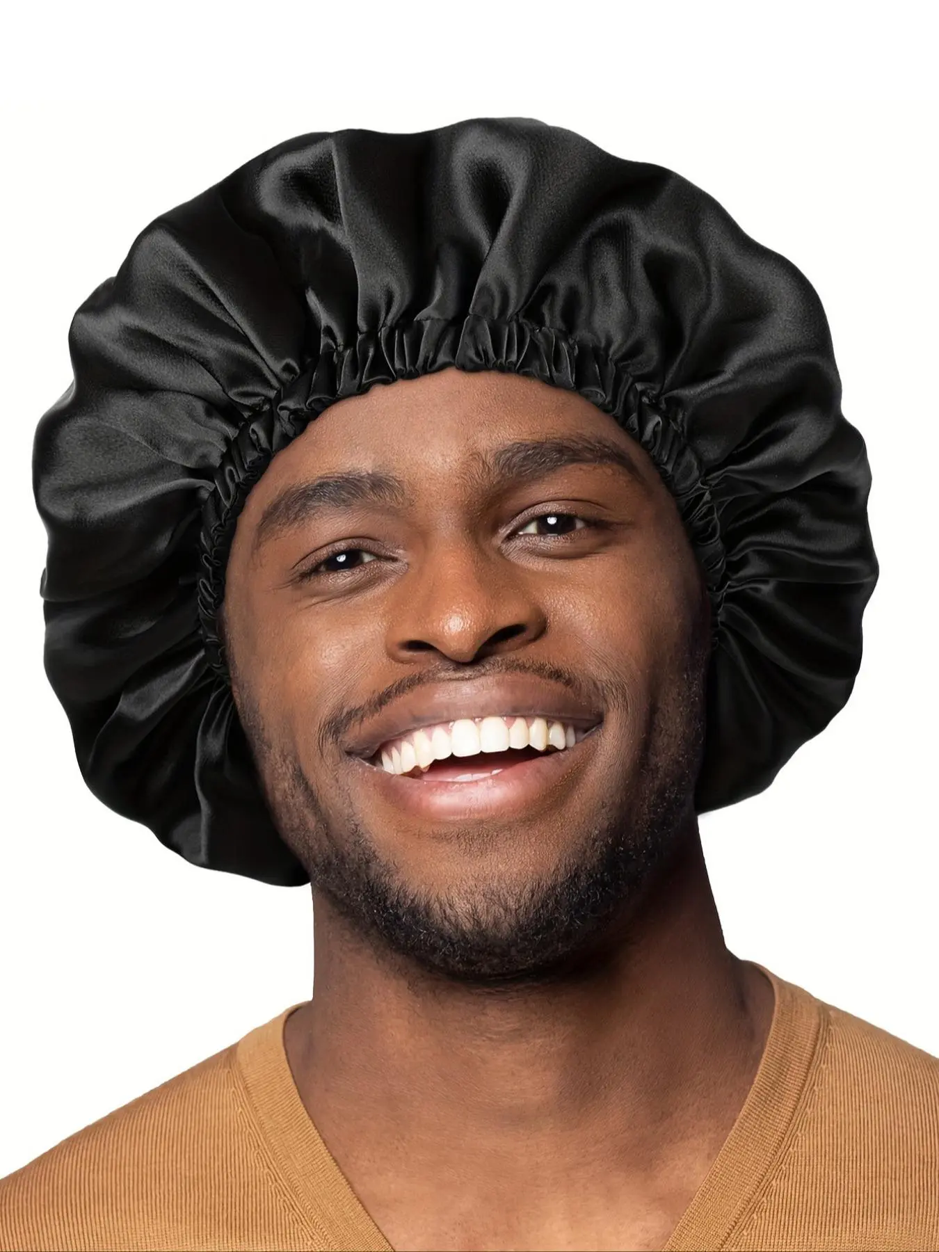 Solid Color Ruched Design Night Cap, Soft Lightweight Sleeping Cap for Men & Women, Silk Bonnet for Sleeping, Hair Cap
