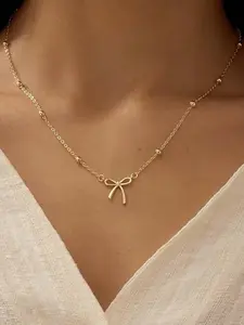 Elegant Bowknot Necklace for Women, 14k Cute Pendant, Teen Gift, Fashion Jewelry, Graduation Present, Mother's Day Gift