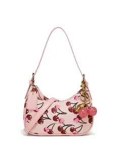 Printed Shoulder Bag, PU Leather Bag, Women's Fashion Crossbody Bag, Simple Versatile Handbag, Large Capacity Daily Use Bag, Y2K Style, Trendy Moon Shape Bag
