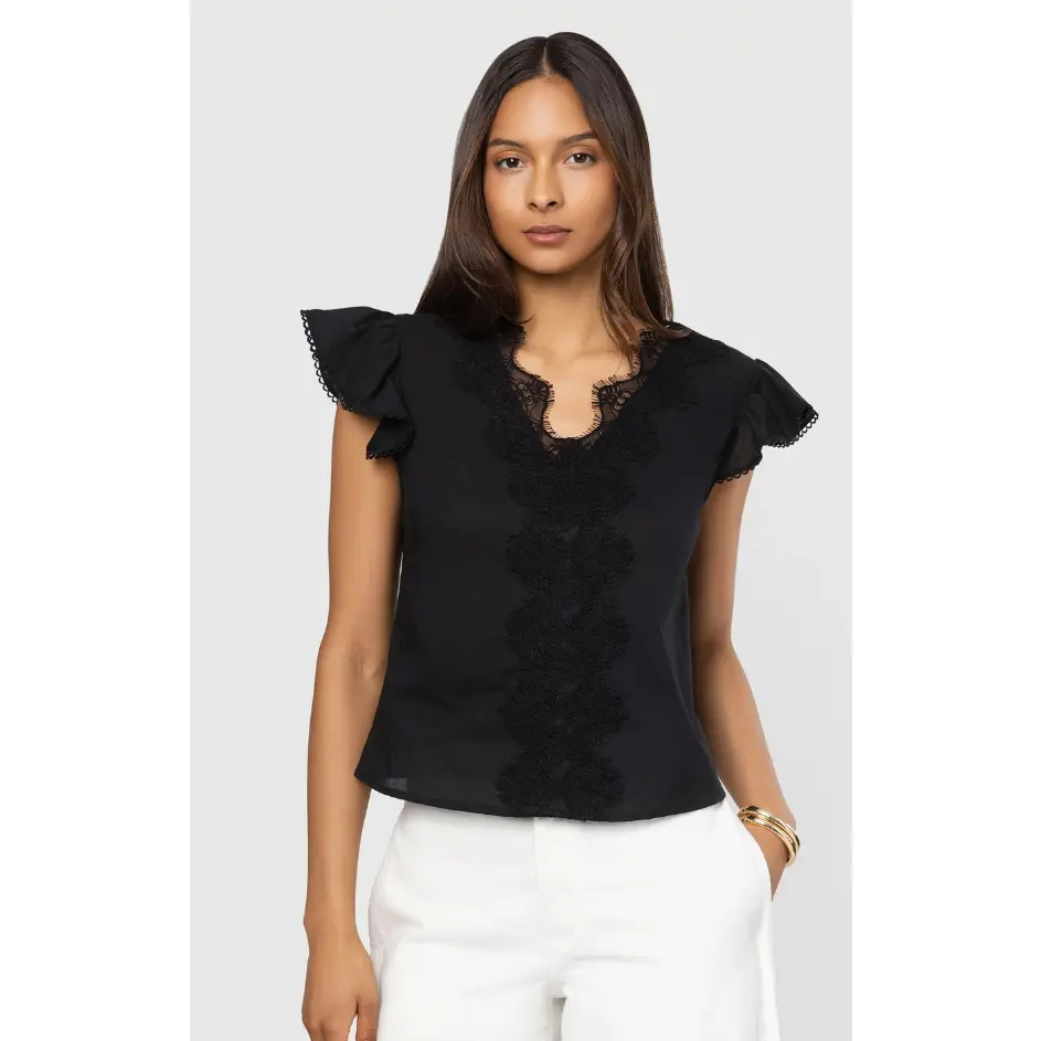 Arden Lace Combo Voile Blouse