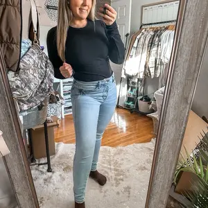 Infinity Basic Black Ribbed Long Sleeve Bodysuit