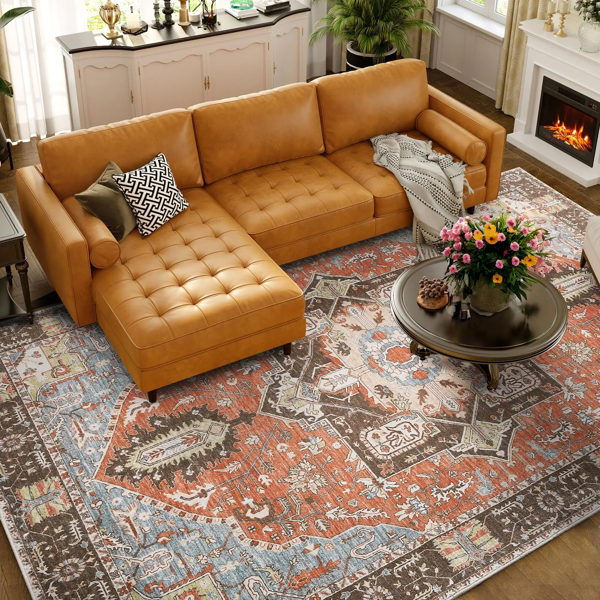 【GARVEE】Boho Rugs for Living Room 5x7 Rug Washable Rugs Vintage Oriental Rug Bedroom Decor Floor Mats Soft Distressed Rug Non Slip Non Shedding Office Rug Distressed Rug for Nursery