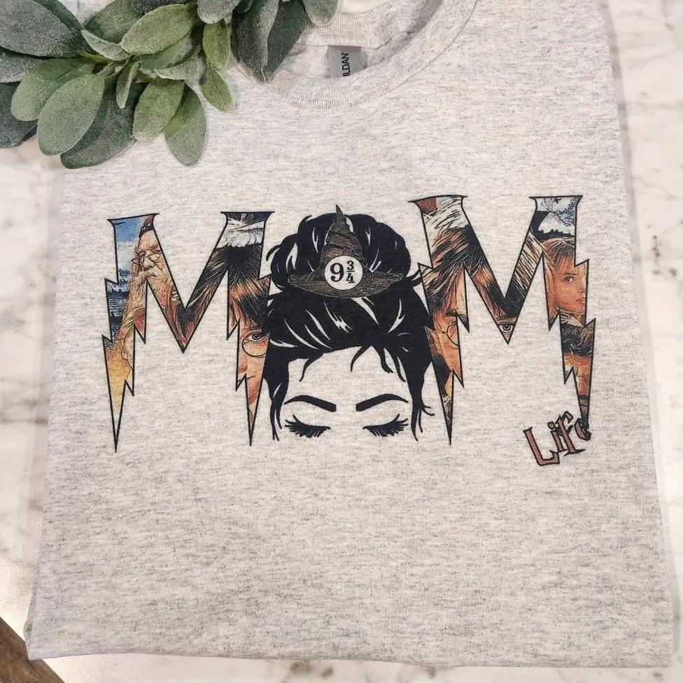 harry potter mom shirt messy bun mama popular wizard hogwarts Short Sleeve Cute Unisex tshirt