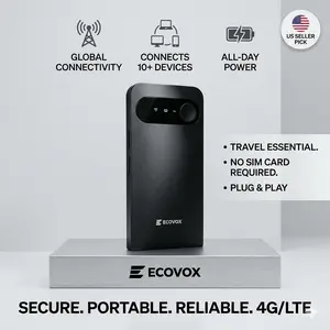 [PAY AS YOU GO] ECOVOX 2026 Upgraded Portable Mini WiFi Hotspot - High-Speed 4G LTE Data, Global Coverage, No SIM Card Required, Tri-Band USB Car/RV Travel WiFi Router