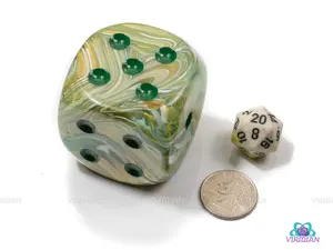 Marble Green & Dark Green D6 (50mm)  | Giant Acrylic Pipped D6 Die (1) | Chessex