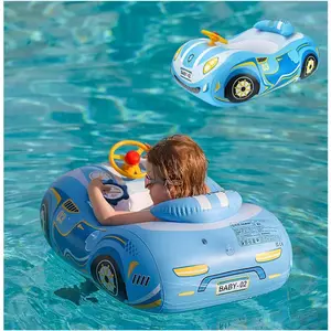 3D Car Baby Pool Float Heavy Duty Infant Swim Float for Toddlers 12-48 Months 1-4 Years Kids Swimming Pool Floats for Boys & Girls