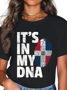 100% Cotton IT'S IN MY DNA Dominican Republic Flag Official Pride Gift T-Shirt