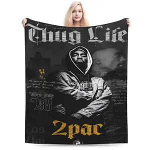 Tupac Shakur "Westside" Cozy Blanket Featuring His Iconic Portrait and Signature Phrases