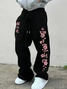 Men's Casual Elastic Waistband Sports Pants with Pockets, Floral Print Sweatpants, Geometric & Figure Patterns, All-Season Streetwear Long Trousers, Athleisure Style Pants