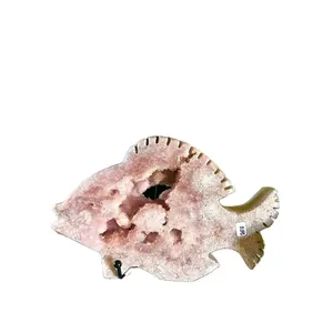 Pink Amethyst Fish Bundle crystal carving spiritual crystal