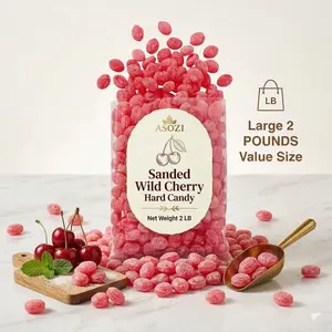 Wild Cherry Drops Hard Candy 2lb- Bulk Pack Old Fashioned Hard Candy - Cherry Candy Flavor- Sanded with Sugar - Perfect for Sore Throats (Wild Cherry)