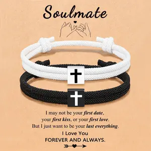 Braided Cross Bracelet Adjustable Rope Valentine Christian Religious Gift Jesus Bracelet for Men Women WWJD Wristband