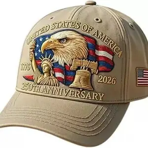 American Eagle 250th Anniversary 3D Embossed Bell Cap, Patriotic Baseball Hat with Eagle Statue & Bell Design for 2026 Independence Day, Sports & Outdoor Accessory SummerVibes
