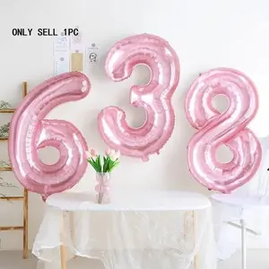 32 Inch Number Balloon, 1 Count Solid Color Balloon, Balloon for Birthday, Wedding, Festival, Party Decoration Decorating