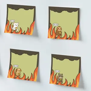 4pcs Funny "This is Fine" Sticky Notes 3x3 Inch 50 Sheets Funny Office Note Pads Adhesive Funny Sticky Notes for School Office Home Supplies Students Teachers Gift, Funny Stickers