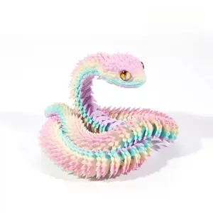 3D Printed Snake, Cute Snake Design, Colorful Lifelike Snake Toy, Creative Desktop Ornament, Home Office Decoration, Gift for Friend & Family