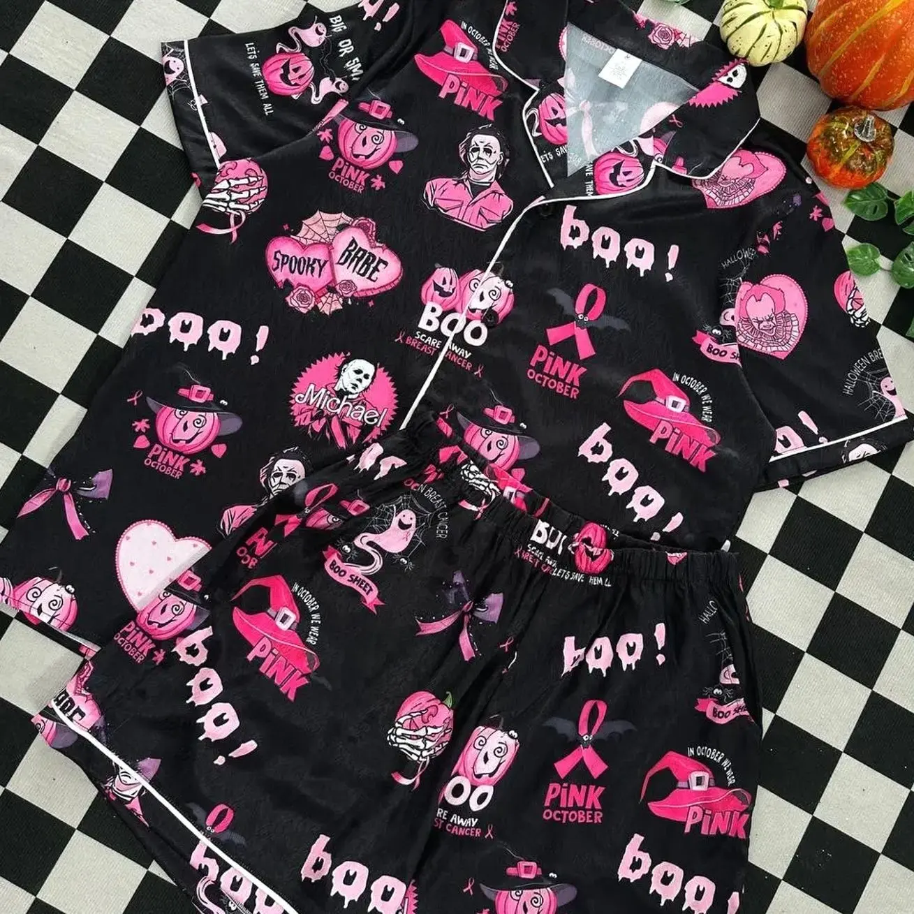 Pink Hallowween Michael Myers Pajamas, Halloween Boo! Pink Pajamas