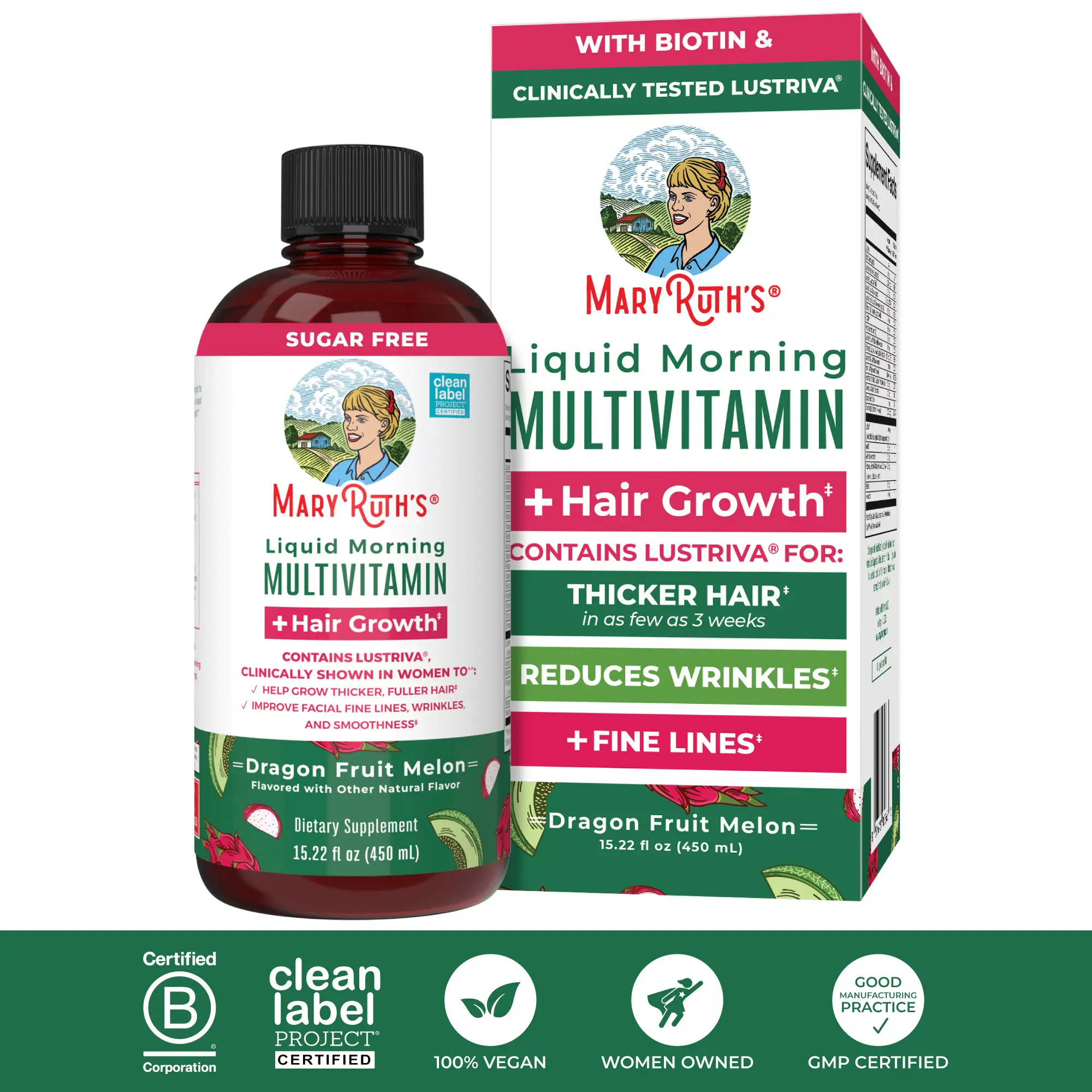 MaryRuth's Liquid Multivitamin +  Hair Growth - Clinically Tested Lustriva for T...