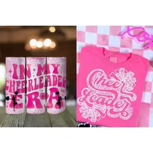 Cheerleader Bundle includes Cheer Leader Gildan Soft Style (Heather Heliconia) and a Cheer Era 20 oz Stainless Steel Tumbler.