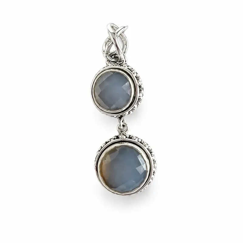 Blue Onyx Double Drop Pendant | 925 Sterling Silver