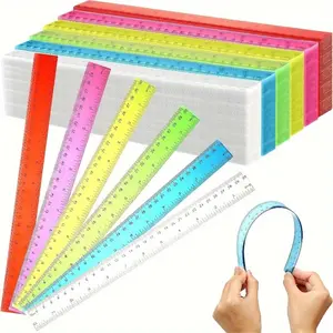 12 Inch Ruler Set 3/6 Pieces, Multicolor School Rulers with Centimeters and Inches, Plastic Standard Rulers for Students