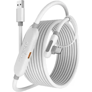 VR  Link  15FT - Charge While Playing PC VR, USB 3.0  Data, Built to Replace  Link  for Quest 3S / Quest 3 / Quest 2 / Pico 4 White