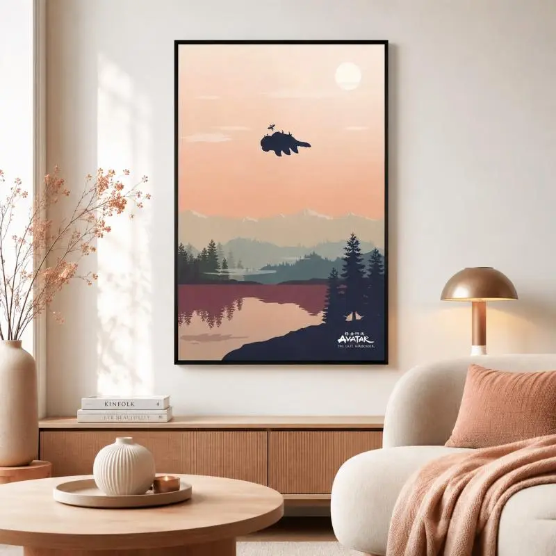Avatar The Last Airbender Inspired Plaid Art Deco Graphic Print Poster Kit - Framed, Unframed Options, Waterproof Wall Art, Home Decoration, Modern Accent for Aesthetic Room, Kitchen Walls, Canvas Prints, Room Decor Wall Art Poster, Wall Art Painting