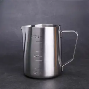 Stainless Steel Milk Jug with Scale, 1 Count Pull Flower Cup, Coffee Cup, Milk Frother Cup, Latte Art Pot, Kitchen Utensils
