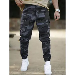 Men's Camo Print Cargo Pants, Regular Fit Casual Comfy Multi-Pocket Trousers for Daily Wear, Fashion Men's Bottoms for All SeasonsGift