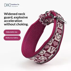 Reflective dog collar for medium and large dogs, dog tag can be engraved, suitable for Border Collie, Golden Retriever, Labrador, dog collar and leash