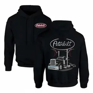 Peterbilt Classic Trucker Hoodie, Chrome Semi-Truck Graphic with Dual Exhaust Pipes, Diesel Nation Peterbilt Graphic Shirt, For Truck Drivers & Rig Enthusiasts, Gift for Hauling Crew & Big Rig Fans