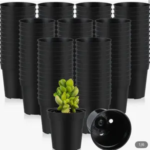 15pcs Heavy Duty Black Plastic Pots 2 Inch Nursery Seed Starter Pots with Drainage Holes for Indoor Outdoor Gardening