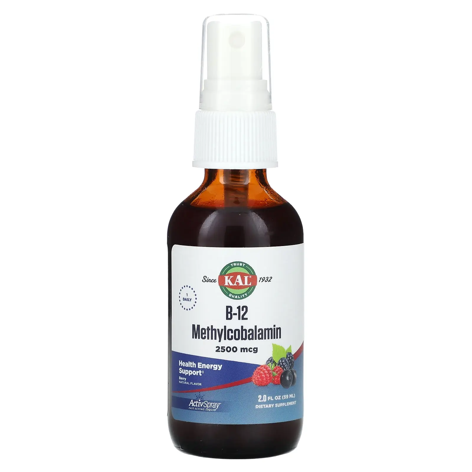 KAL B-12 Methylcobalamin, Berry, 2,500 mcg, 2 fl oz (59 ml)